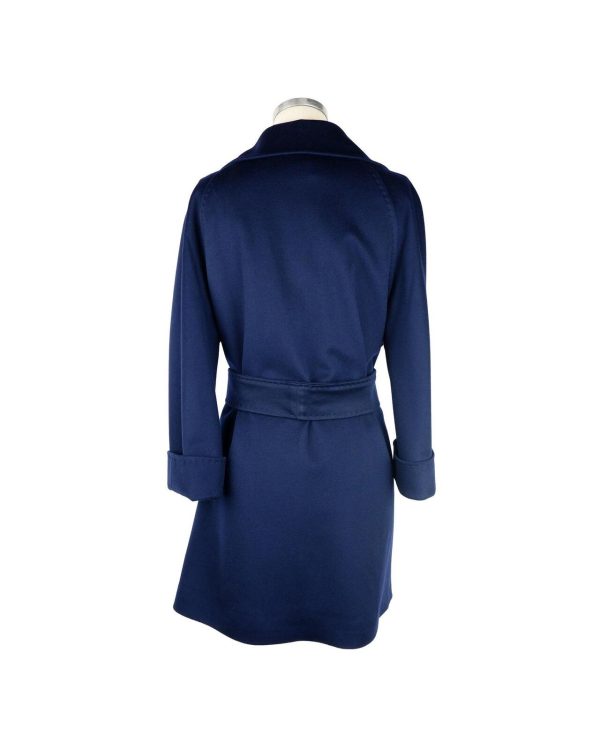 Womens Belted Blue Coat – Made in Italy 42 IT Women
