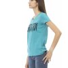 Short Sleeve T-shirt With V-neck and Front Print S Women