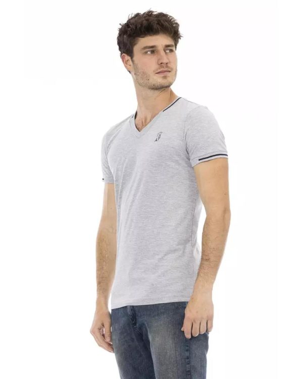 Short Sleeve T-shirt with V-neck and Print L Men