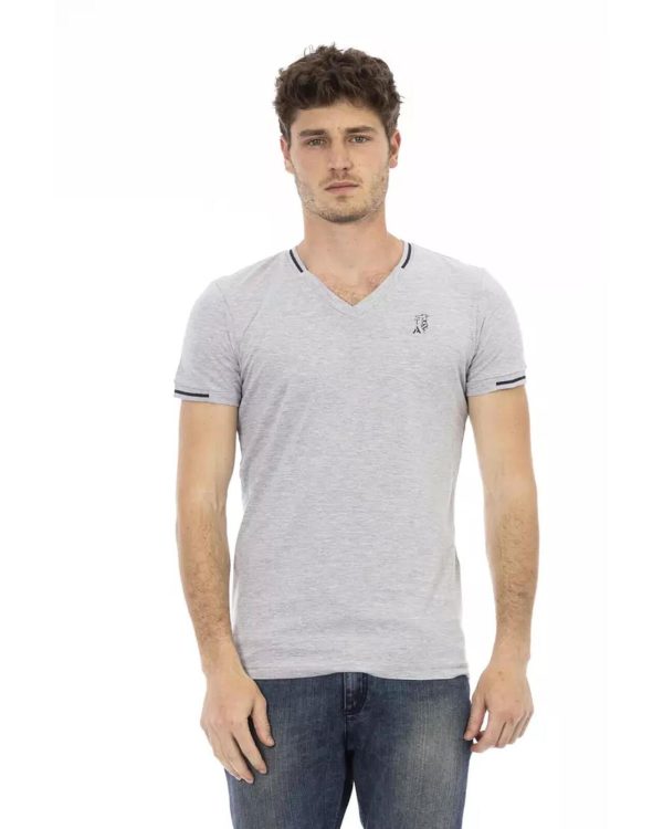 Short Sleeve T-shirt with V-neck and Print L Men