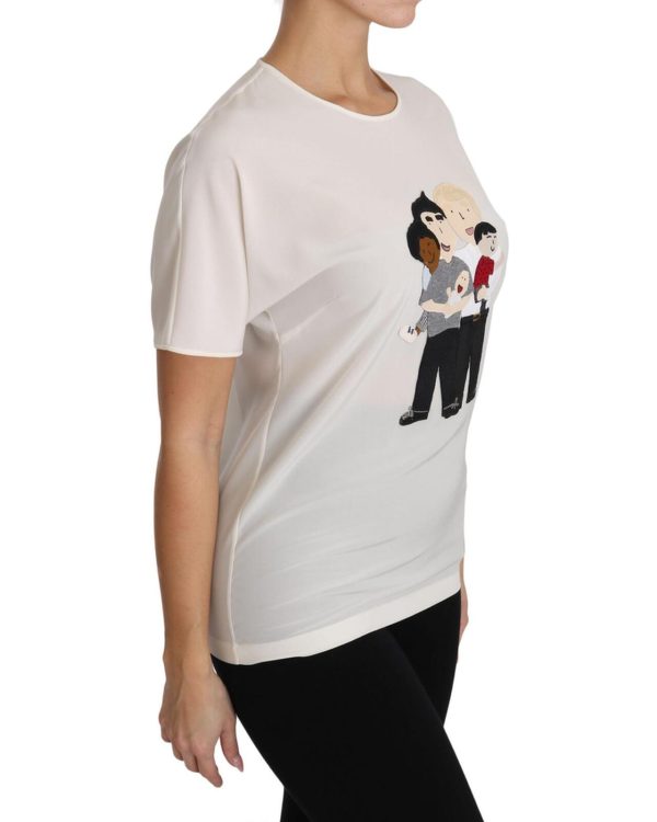 DOLCE & GABBANA Figure Family Silk T-Shirt 36 IT Women