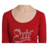 Round Neck Long Sleeve Crystal Embellished Top Blouse 42 IT Women