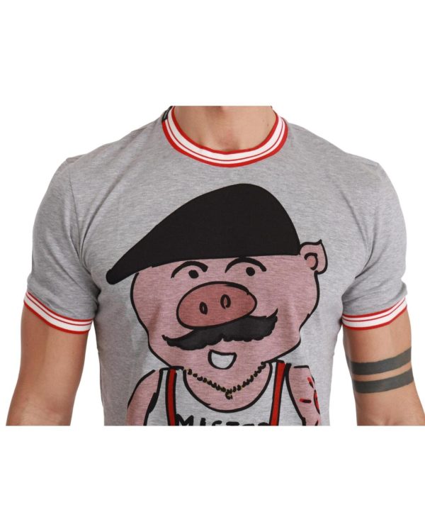 Authentic Dolce & Gabbana Roundneck T-Shirt with Year of the Pig Motive 44 IT Men