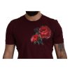 Gorgeous Dolce & Gabbana T-shirt with Bordeaux Roses Motif Print 50 IT Men