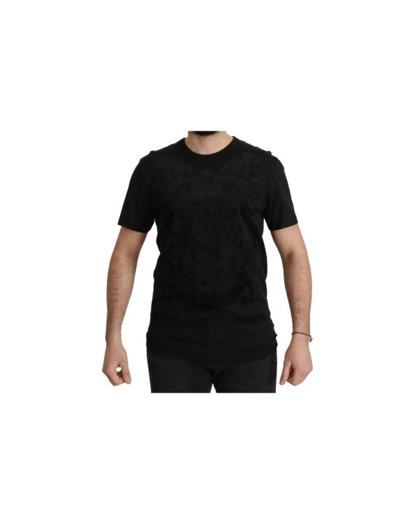 Authentic Dolce & Gabbana Black Baroque Motive T-shirt 48 IT Men