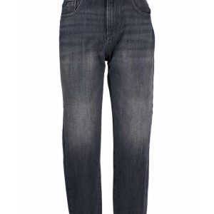 High-waisted Black Jeans with Zip Closure and Five Pockets Women