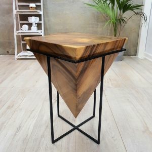 Pyramid Side Table/Corner Stool/Plant Stand Raintree Wood Natural Finish