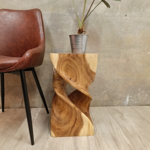 The Twist Raintree Wood Side Table/Corner Table/Planet Stand Clear Finish