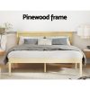 Bed Frame Queen Size Wooden Base Mattress Platform Timber Pine YUMI