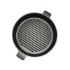 Round Ribbed Cast Iron Frying Pan Skillet Steak Sizzle Platter with Handle
