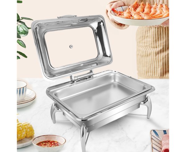 Stainless Steel Rectangular Chafing Dish Tray Buffet Cater Food Warmer Chafer with Top Lid – 1