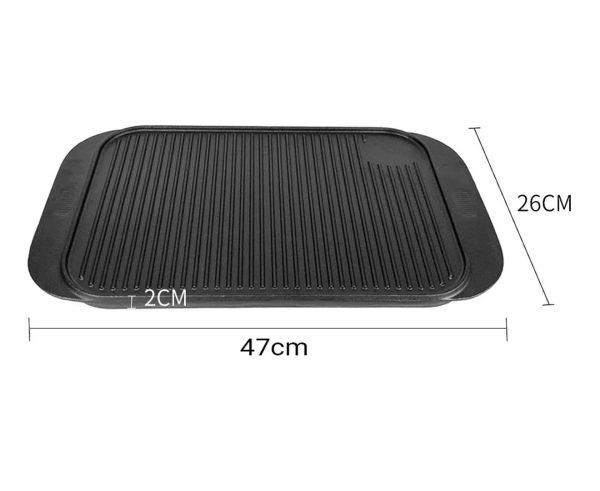 47cm Cast Iron Ridged Griddle Hot Plate Grill Pan BBQ Stovetop – 2