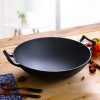 32cm Commercial Cast Iron Wok FryPan Fry Pan with Double Handle – 2