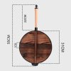 31cm Commercial Cast Iron Wok FryPan Fry Pan with Wooden Lid – 1