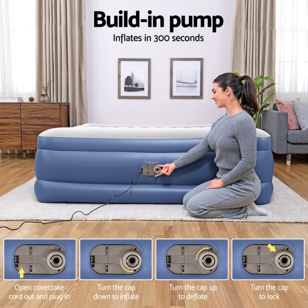 Bestway King Air Bed Inflatable Mattress Sleeping Mat Battery Built-in Pump
