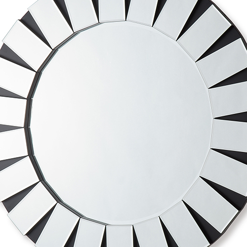 Wall Mirror Clear Image MDF Construction Round Shape Combination Of Black & Silver Colour