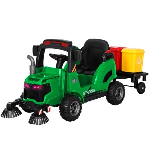 Kids Ride On Car Street Sweeper Truck w/Rotating Brushes Garbage Cans