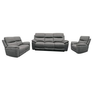 1RR+2RR+3RR Finest Fabric Electric Recliner Feature Multi Positions Ultra Cushioned USB Outlets in Charcoal Colour