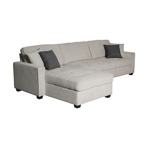 Corner Sofa Chaise Polyester Fabric Multilayer Two Pillows Attached Individual Pocket Spring