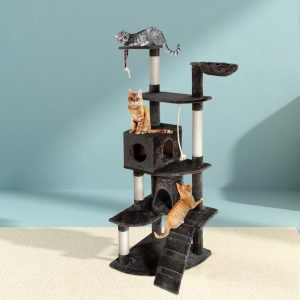 Cat Tree 193cm Tower Scratching Post Scratcher Condo House Trees Grey