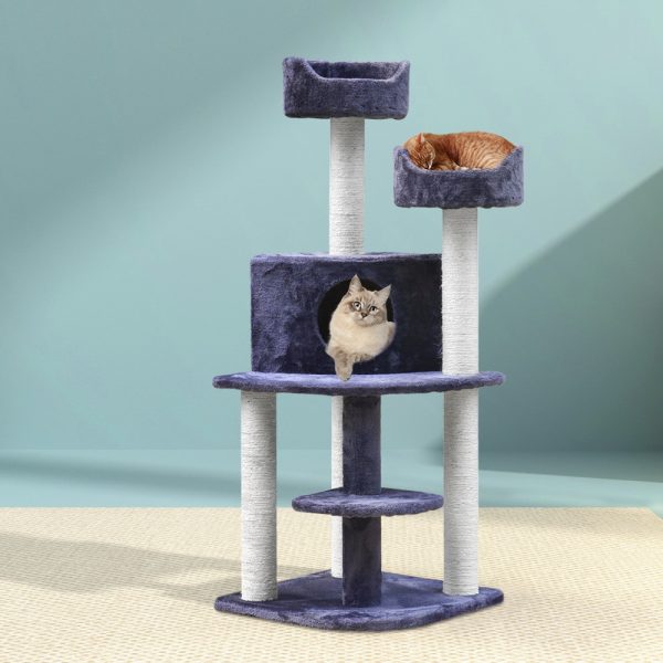 Cat Tree 126cm Tower Scratching Post Scratcher Condo Trees House Grey