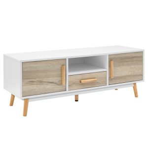 Wooden Entertainment Unit - White & Wood