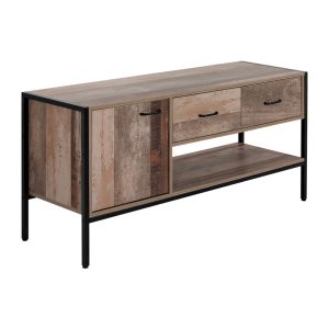 Reidsville TV Stand Entertainment Unit Storage Cabinet Industrial Rustic Wooden 120cm