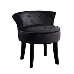 Vanity Stool Velvet Black Abella