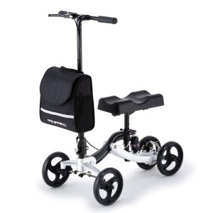 EQUIPMED Knee Scooter Walker, Disc Brake - Suspension Bag - Broken Leg Ankle Foot Mobility - Crutches Alternative -