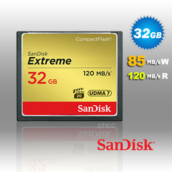 SanDisk 32GB Extreme CompactFlash Card with (write) 85MB/s and (Read)120MB/s – SDCFXSB-032G