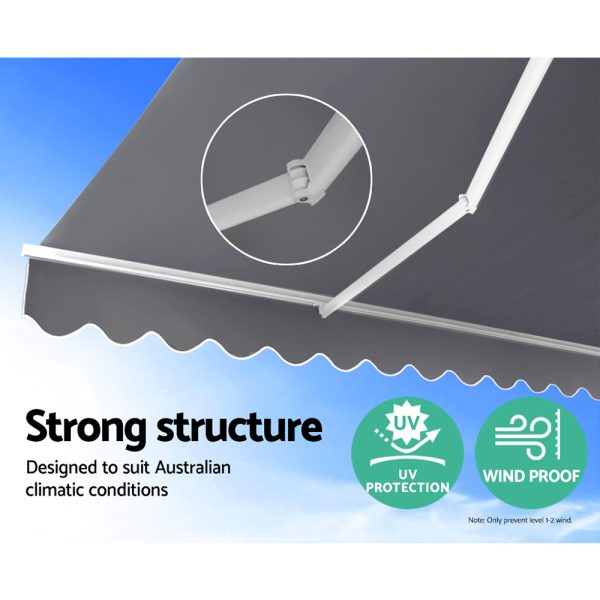 Retractable Folding Arm Awning Motorised Sunshade 4Mx2.5M Pearl Grey