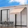 Window Fixed Pivot Arm Awning Outdoor Door Canopy 2X1.8M Beige/Brown