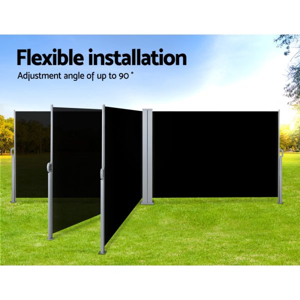 Side Awning Outdoor Blinds Sun Shade Retractable Screen BK – 2×6 m, Black