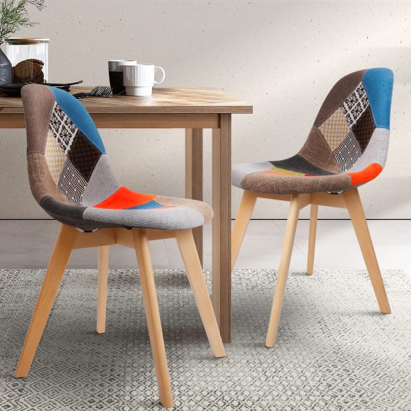 Dining Chairs Set of 2 Fabric Retro Replica DSW