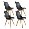 Dining Chairs Set of 4 Leather Plastic DSW Replica Wooden Black