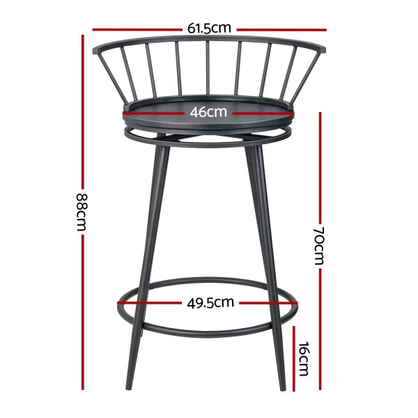 2x Bar Stools Swivel Metal Chairs