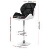 2x Bar Stools Gas Lift Padded Leather Black & White