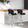 2x Bar Stools Gas Lift Padded Leather Black & White