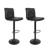 2x Bar Stools Kitchen Dining Chairs Gas Lift Stool Leather Black