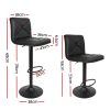 2x Bar Stools Kitchen Dining Chairs Gas Lift Stool Leather Black