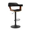 Bar Stools Gas Lift Leather w/Armrest All Black