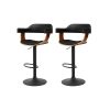 2x Bar Stools Gas Lift Leather w/Armrest All Black