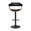 2x Bar Stools Gas Lift Leather w/Armrest All Black