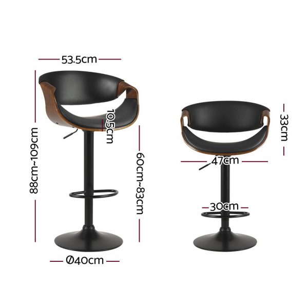 Bar Stools Gas Lift Leather w/Armrest