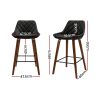 2x Bar Stools PU Seat Wooden