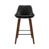 2x Bar Stools PU Seat Wooden