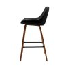 2x Bar Stools PU Seat Wooden