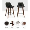 2x Bar Stools PU Seat Wooden