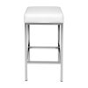 2x Bar Stools Leather Padded Metal White