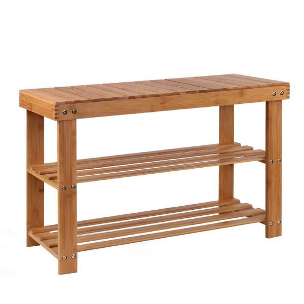 Shoe Rack Shoe Bench 10 Pairs Bamboo